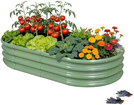 6×3×1 ft Light Green Metal Galvanized Raised Garden Bed, Easy Assembly Outdoor Garden Planter for Gardening Fruit, Vegetables, Flowers & Herbs by Gartist