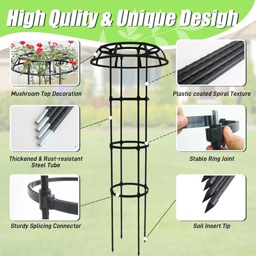 Quibbay 65 Inch Mushroom Top Garden Trellis for Climbing Plants, 1 Pack - Image 3