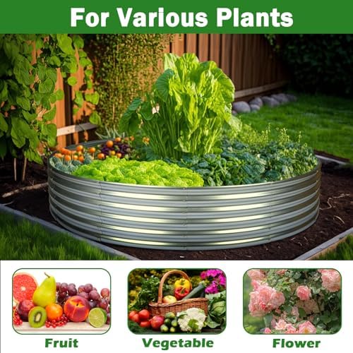 4x4x1ft Round Raised Garden Beds Outdoor Steel Fire Pit Ring Flower Planter - Image 5
