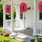 Ivydale Bougainvillea Artificial Hanging Fake Flowers with Basket for Outdoors Decoration, Faux Silk Flowers UV Resistant Fake Plants Long Vines Realistic for Outside Front Door Porch Patio, Red Pink - Image 7