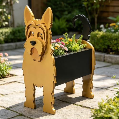 Animal PVC Flower Pot, Yorkshire Terrier Shaped Succulent Planter Flower Holder for Garden Patio Balcony Window Sill, for Birthday Pet Lovers, 36x22cm(14x9in) - Image 2