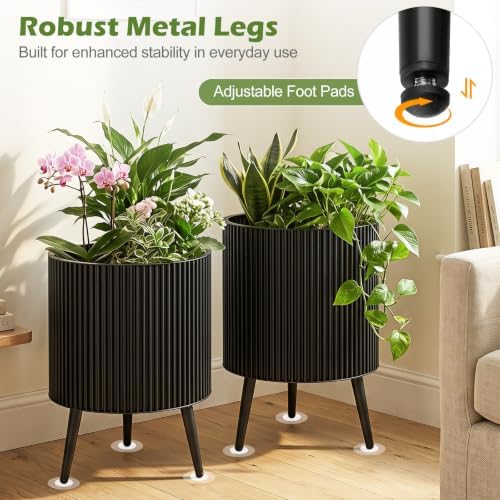 GIANTEX Plant Pot with Stand Set of 2, 20" & 18" Metal Plant Stand - Image 7