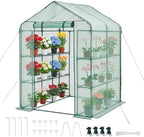 VEVOR Walk-in Greenhouse, 55.5" x 56.1" x 78.7" Greenhouse for Outdoors with PE Cover, 2 Tiers 8 Shelves, Roll-Up Zipper Door, Walk in Green House, Portable Plant Garden Hot House for Backyard Outside by VEVOR