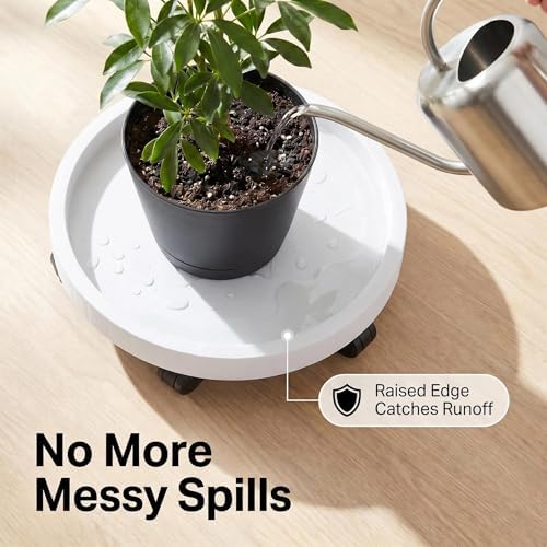 20.5 Inch Planter Caddies Rolling Saucer Caddy with Wheels, Heavy Duty Wheeled Stand for Potted Plant, Round Coaster Roller Base Tray with Casters, Flower Pot Dolly Holder for Indoor Outdoor - Image 2