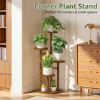 LASZOLA Wood Small Plant Stand Table Tall for Indoor Corner, 4 Tier Brown - Image 3