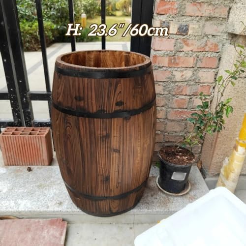 Multipurpose Wooden Barrel Planter, Creative Whiskey Barrel Planter, Solid Wood Wine Barrel, Suitable for Garden and Patio(H27.6in) - Image 5