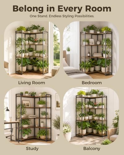 Bamworld Corner Plant Stand Tall Indoor Plant Shelf for Multiple Plants - Image 7