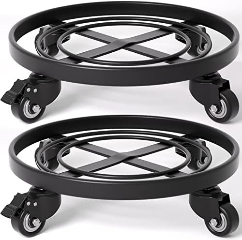 Amagabeli 2 Pack 14" Plant Caddy with Wheels Heavy Duty Iron Potted Rolling Plant Stand Dolly with Brake Metal Planter Flower Pot Rollers Movers Indoor Outdoor Trolley Casters Coaster by AMAGABELI+GARDEN+%26+HOME