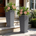 24" Tapered Tall Planters for Outdoor Plants with Tray&Shelf, Gray by Diyfire