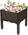 1 Set Plastic Raised Garden Bed, Vegetables Plant Raised Bed Kits Elevated Planting Container with Legs for Indoor & Outdoor Use, Brown by elfinrm