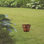 GANAZONO Wooden Whiskey Barrel Planter 6-Pack Round Outdoor Garden Flower Pots Rustic Wood Planters for Patio Lawn Decor 10.5 Inch Diameter - Image 2