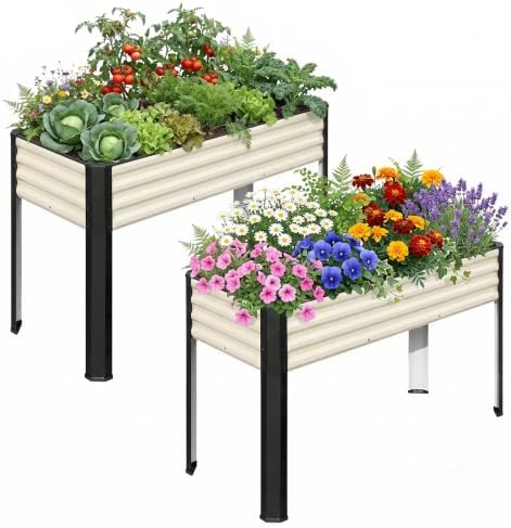 SnugNiture Raised Garden Bed with Legs, 48×18×32in, 2 Pack, White by snugniture
