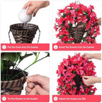 Ivydale Bougainvillea Artificial Hanging Fake Flowers with Basket for Outdoors Decoration, Faux Silk Flowers UV Resistant Fake Plants Long Vines Realistic for Outside Front Door Porch Patio, Red Pink - Image 4