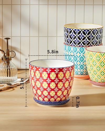 Metahom 5.8 Inch Ceramic Plant Pots, Colorful Flower Pots Set of 4 - Image 2