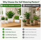 Planterhoma Self Watering Plant Pots for Indoor Plants 10 inch, 3 Packs Rectangle Self-Watering Planters with Drainage Hole, White African Violet Pots for Devil's Ivy, Spider Plant, Orchid, Herb - Image 3