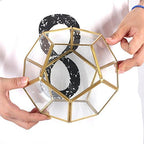 NCYP No Door Glass Terrarium for Small Cactus, Succulents - Gold Geometric Terrarium Pot, Home Office Tabletop Miniature Garden Decor, 6.8 x 6.8 x 5.9 Inches, Handmade (No Plants) - Image 4