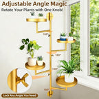 Rotating Window Plant Shelves with Adjustable Knobs, 4 Tiers Metal Wall Shelf for Plants Indoor, Sturdy Hanging Plant Holder, Window Wall Decor & Gardening Gifts (Golden) - Image 2