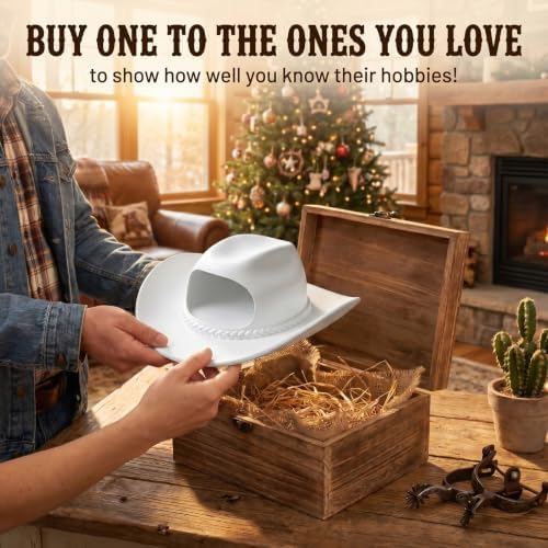 Hanging Wall Vase for Flowers Resin Cowboy Hat Vase Western Decor White - Image 6