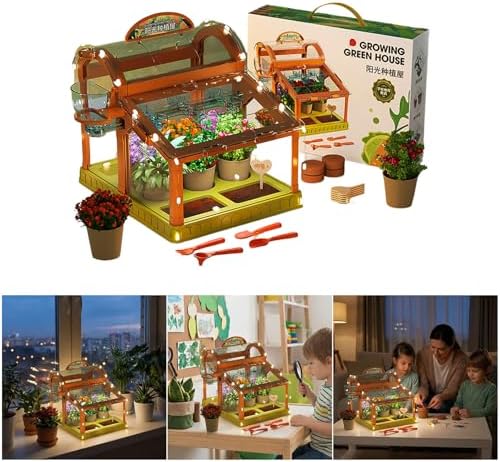 ordinarYone LED Enhanced Childrens Greenhouse Made With Acrylic For Indoor Plant Growing And Learning Activities - Image 2