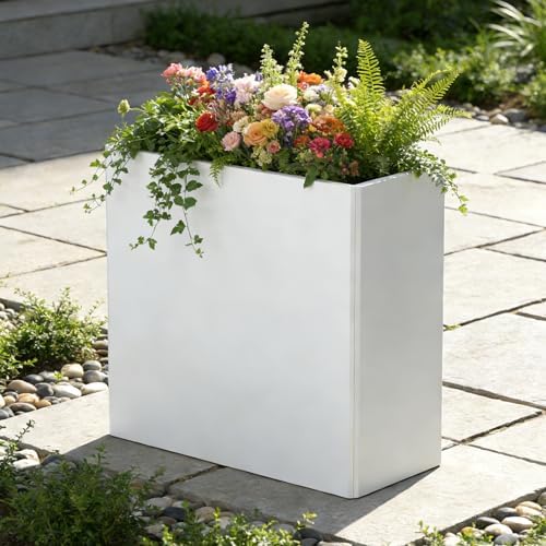 Tall Planter -24X12X24inch Planter Box with Removable Insert Shelf, White - Image 6