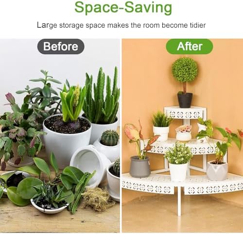 aboxoo 3-Tier Metal Plant Stand, Stair-Step Corner Shelf for Indoor/Outdoor - Image 3