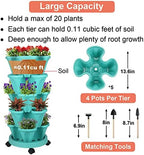 GameXcel Vertical Planter Tower - 5 Tier Stackable Garden Planters with Wheels and Tools Plant Pots for Strawberry Herb Flower and Vegetable Indoor Outdoor Use Teal - Image 4