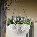 13.5 inch 2Pack Large Hanging Planters for Outdoor/Indoor Plants, Self Watering Hanging Pot with Water Level Indicato, Drainage Holes and Chain for Garden Porch, White - Image 2