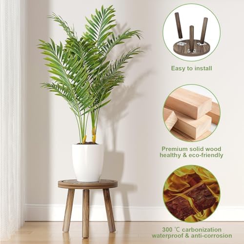 5-Pack Wood Plant Stands Indoor, Single Plant Stand for 6-12 Inch Pots, Mid-Century Modern Plant Stool, Tall Plant Stand for Large Plants for Living Room, Balcony, Office (Dark Brown) - Image 5