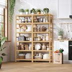 FOTOSOK 6-Tier Bamboo Shelf with Adjustable Shelves, Bamboo Kitchen Cabinet - Image 4