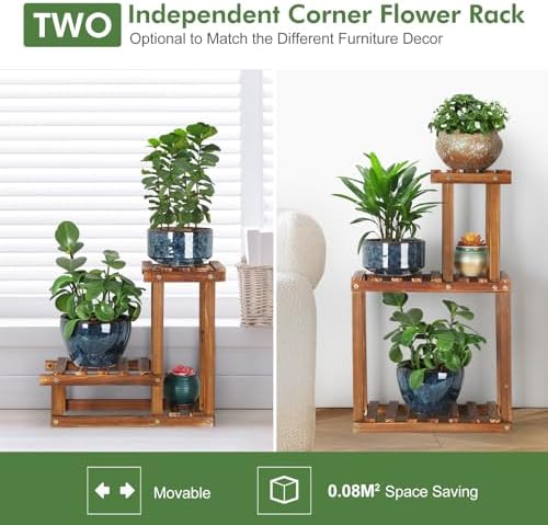 Plant Stand for Multiple Plants Indoor Outdoor Flower Pot Stand Wood - Image 6