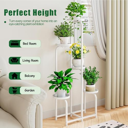 INGIORDAR Plant Stand Indoor Outdoor Corner Tall Plant Shelf 5 Tier Metal - Image 2