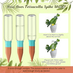 SiliFine 6 Sets Terracotta Watering Spikes,Clear and Mixed Color - Image 3