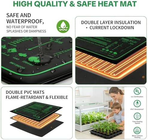 Self-Watering Seed Starter Tray with Grow Light and Heat Mat,Seed Starter Kit,Humidity Domes,Auto Timer,Flexible Brightness Seedling Starter Trays for Indoor Greenhouse Gardening Seed Germinator - Image 6