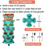 GameXcel Vertical Planter Tower - 6 Tier Stackable Garden Planters with Wheels and Tools Plant Pots for Strawberry Herb Flower and Vegetable Indoor Outdoor Use Teal 2 Pack - Image 5