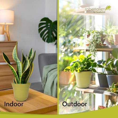 Headwind Traverse Planters – 14" 2 Pack Plastic Plant Pot in Meadow Green - Indoor & Outdoor Pots for Plants with Drainage - Decorative Plant Pot, Flower Pots Outdoor for Garden by Robert Allen - Image 7