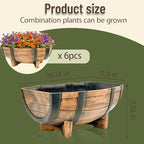 6 Set Whiskey Barrel Planter,16.14x11.8x7.28 Inch - Image 2