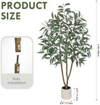 Eucalyptus Trees Artificial Indoor - 5FT Tall Faux Eucalyptus Plants in White Planter, Fake Plant Décor for Farmhouse Bedroom Office Room Hallway Decoration - Image 2