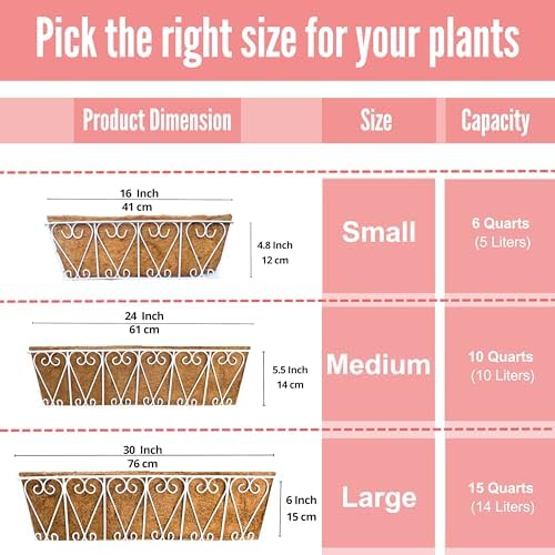 LaLaGreen Fence Wall Planter (24 in, 2 Pack) White Coco Liner Trough Box - Image 4