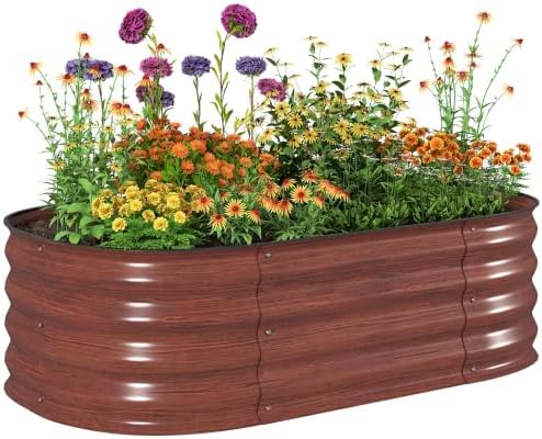 Outsunny 3.5' x 2' x 1' Galvanized Raised Garden Bed Kit, Brown by Outsunny