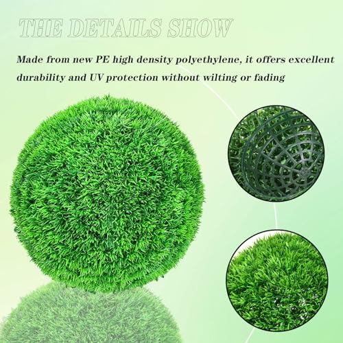 Faux Boxwood Decorative Balls Dia 19in, Artificial Grass Fake Plants, Decorative Balls for Home Decor, Small Artificial Plants, Garden Spheres Large Outdoor, Decorative Grass Ball Ornament - Image 6