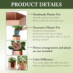 MyGift Copper Tone Metal Hexagon Succulent Cactus Planter Pots, Set of 2 - Image 4