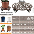 3-Pack Large Metal Plant Caddy with 3 Wheels 12 Inches Heavy-duty Rolling Plant Stands with Casters Wheeled Flower Pot Mover Rollers Rust-proof Iron Planter Dolly Coasters for Indoor Outdoor Use - Image 3