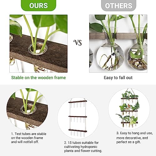 Mkono Plant Propagation Tubes and 43 Inch Macrame Plant Hanger Large for up to 12 Inch Pot Extra Long - Image 5