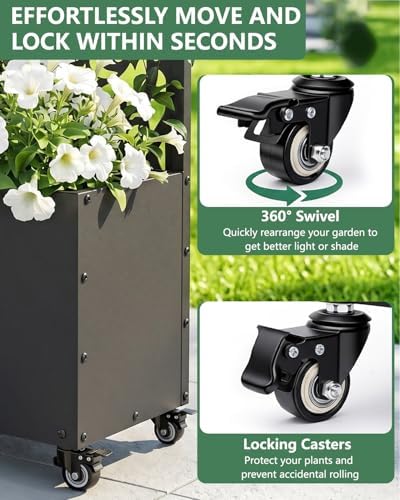 Metal Planter Box with Trellis,70.9"x47.2"x15.7" Raised Garden Bed with Drainage Holes, Privacy Planters for Outdoor Garden Bed for Climbing Plants,Vegetables,and Vines, Black-Flower - Image 5