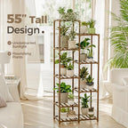 Bamworld Plant Stand Indoor Outdoor 9 Tier Tall Large Wood Plant Shelf - Image 2