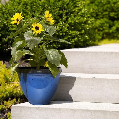 Southern Patio Heritage Glossy Resin Planter, Monaco Blue, 12 in, 3-Pack - Image 6