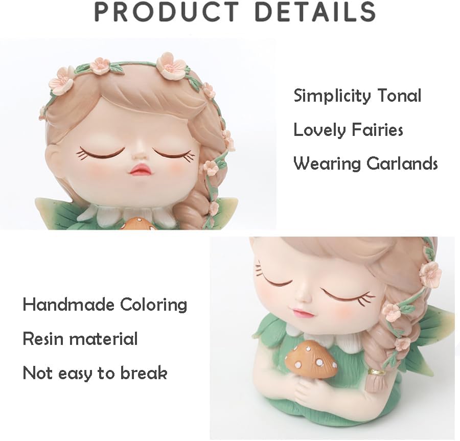 Argofox Samll Angel Girl face Succulent Plant pots 3packs with Drainage Hole 4inch Indoor Cactus Pot Unique Cute Flower Pot with Girl Face Container Planter - Image 6