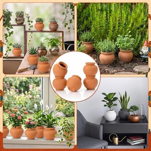 6 Pcs 3.5 Inch Belly Terracotta Pots Mexican Rustic Clay Planter - Image 6