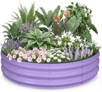 Kesfitt Round Raised Garden Bed, 4x4x1 FT Galvanized Steel Metal Garden Bed, Open-Bottom Design, 12-Inch Deep Outdoor Raised Garden Bed for Vegetables & Herbs, Lavender Purple by Kesfitt