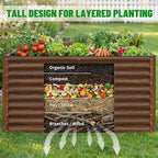 SnugNiture 36" Tall Raised Garden Bed, Easy Gardening at Waist Height, 8x4x3ft Large Galvanized Metal Outdoor Planter Box for Vegetables Flowers, Brown - Image 6
